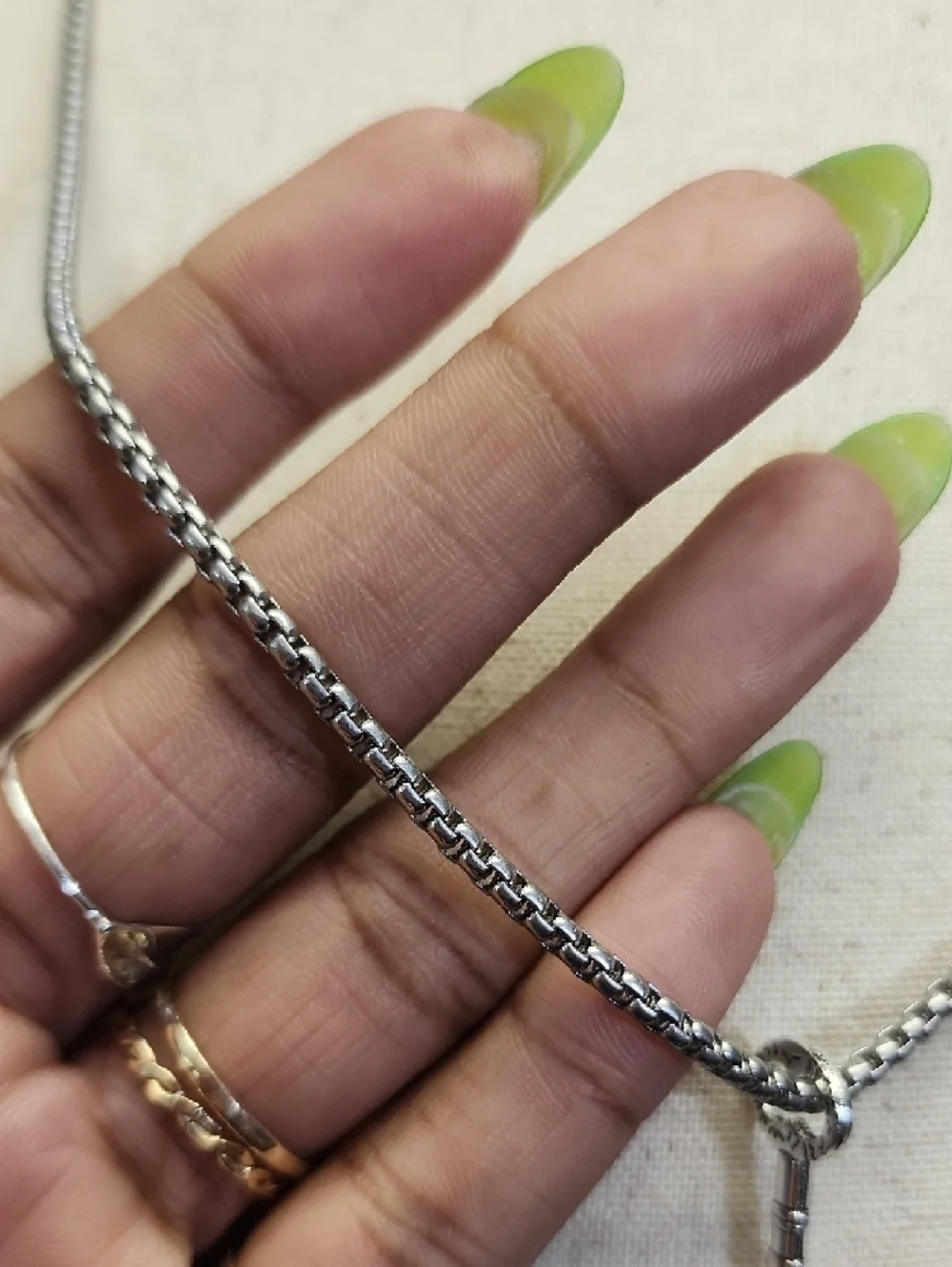 DKNY Silver Tone Key Pendant Necklace Minimalist Chain